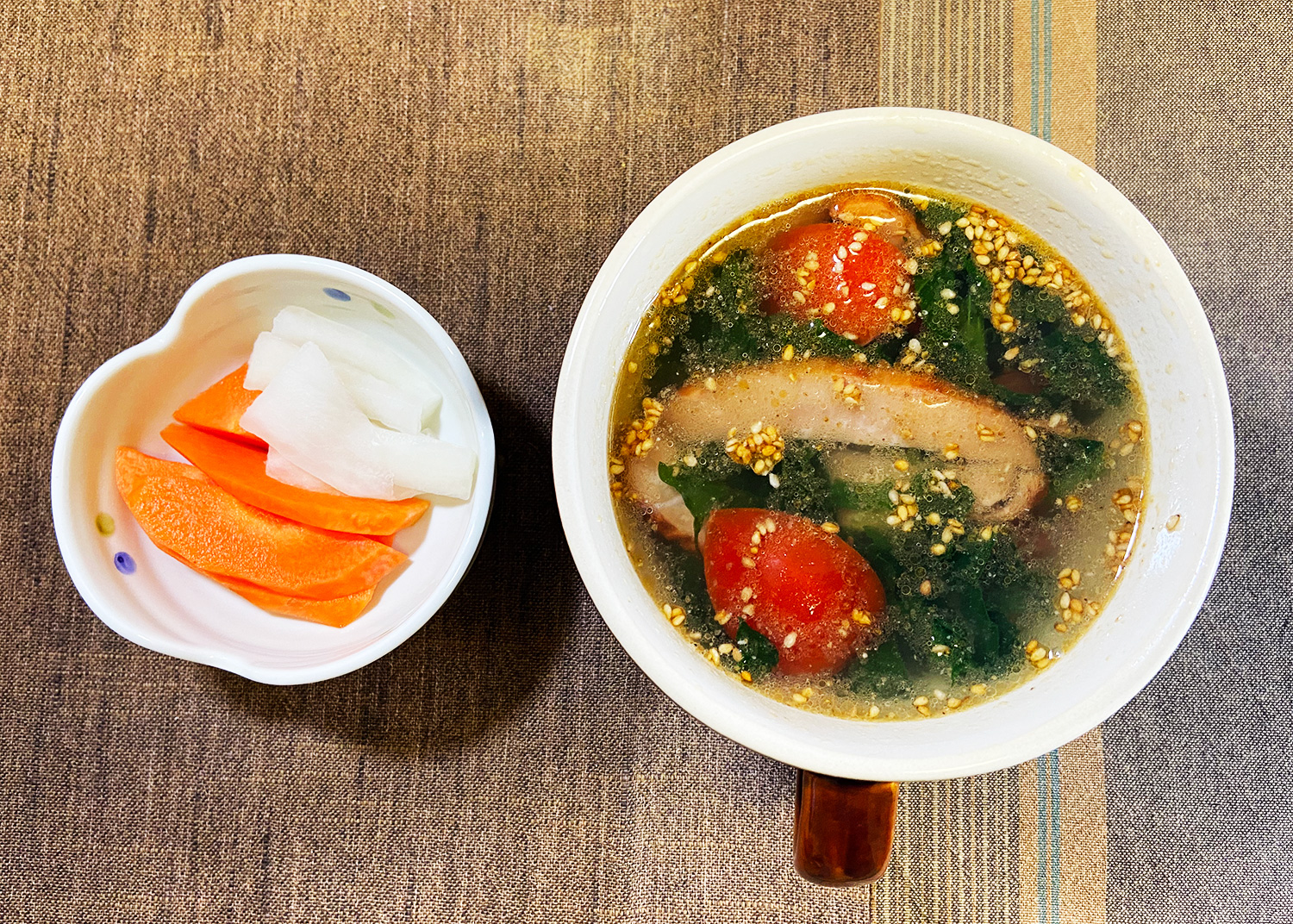 焼豚とホウレン草の中華スープ